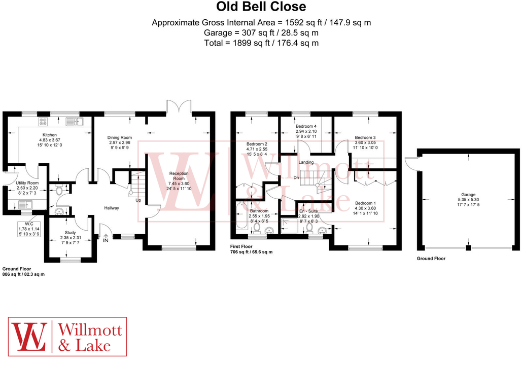 4 bed detached house for sale in Old Bell Close, Stansted - Property floorplan