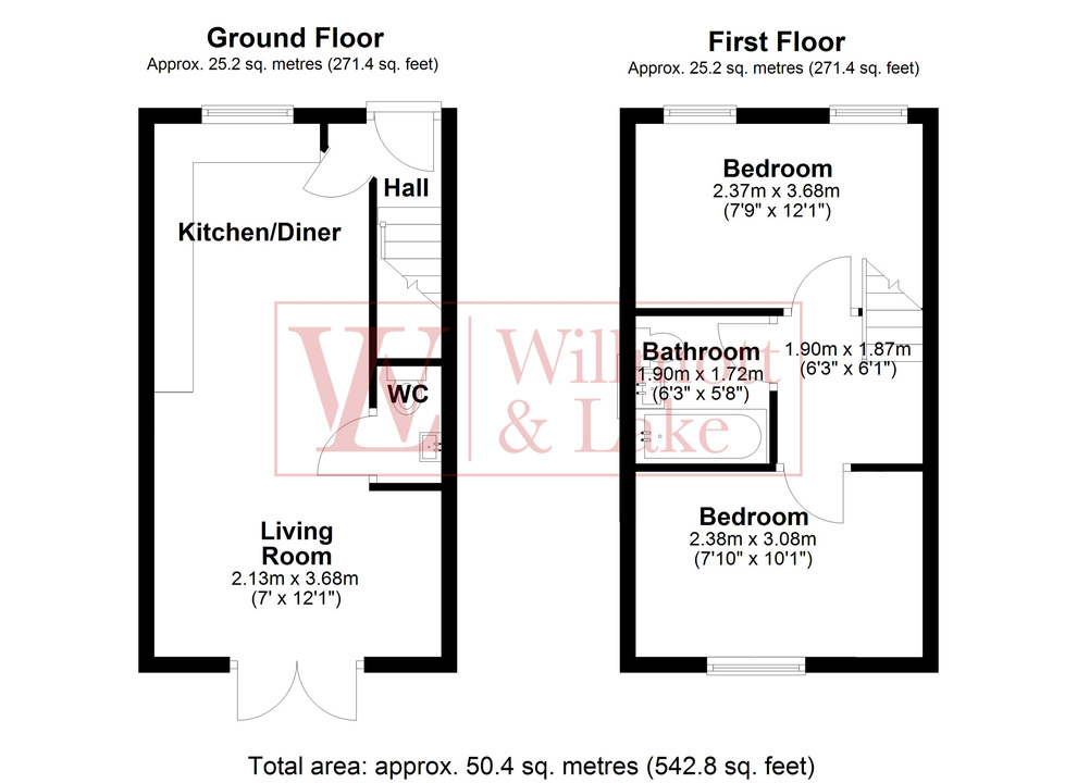 2 bed end of terrace house for sale in Cole Way, Bishop's Stortford - Property floorplan