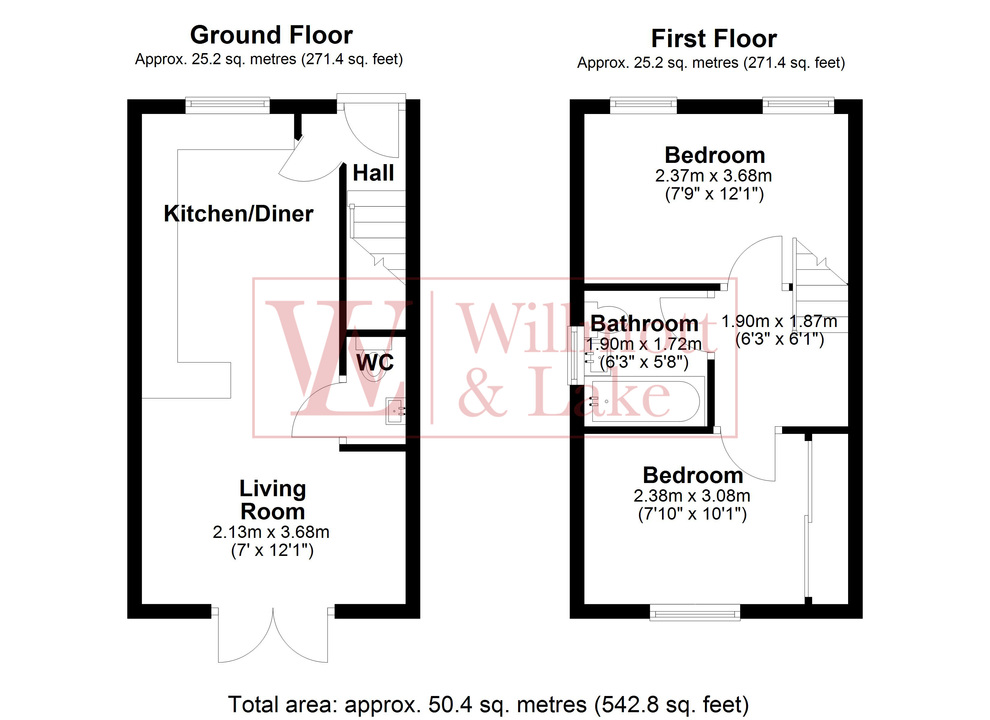 2 bed end of terrace house for sale in Newland Avenue, Bishop's Stortford - Property floorplan