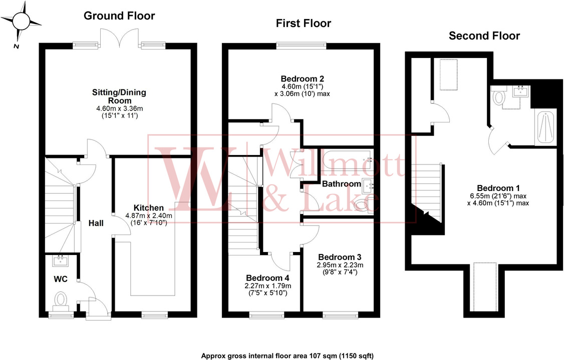 3 bed terraced house for sale in Newland Avenue, Bishop's Stortford - Property floorplan