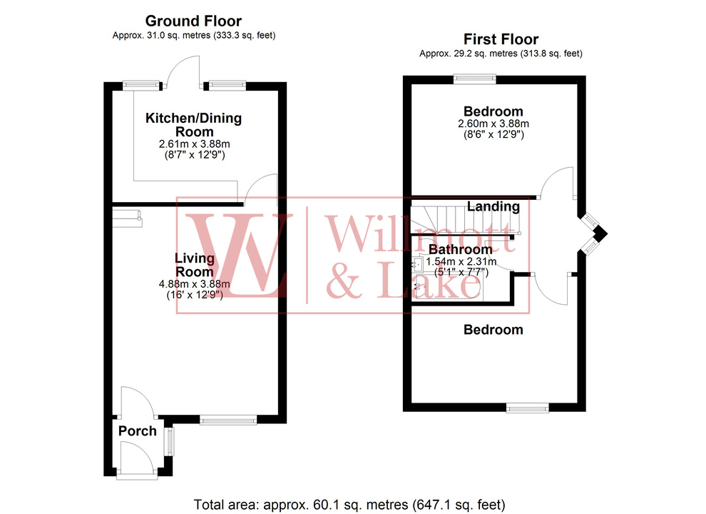 2 bed end of terrace house for sale in Anglesey Close, Bishop's Stortford - Property floorplan