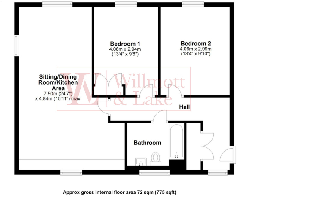 2 bed apartment for sale in Burton Court, Kiffin Road, Bishop's Stortford - Property floorplan