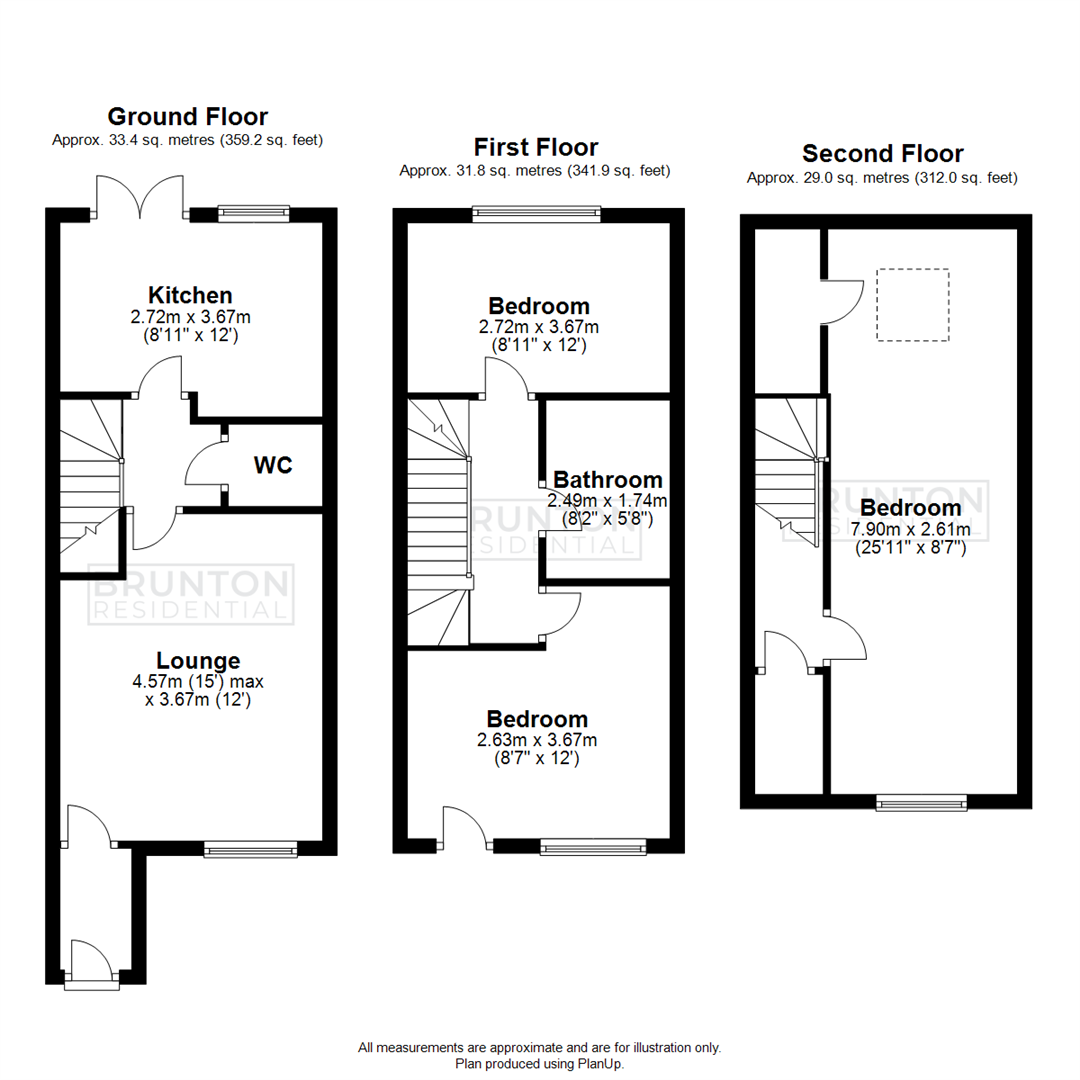 3 bed town house for sale in Willowbay Drive, Great Park - Property Floorplan