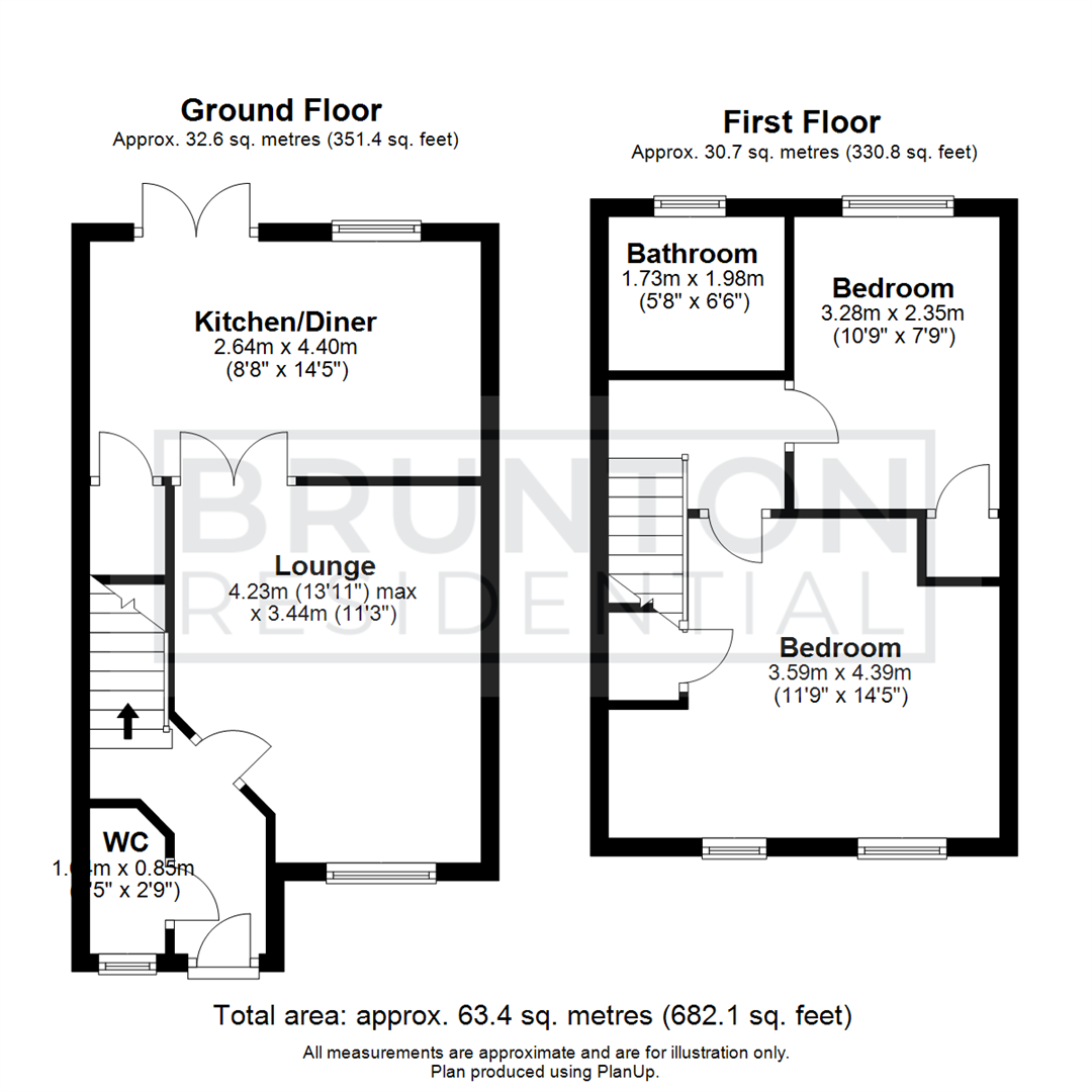2 bed terraced house for sale in Caesar Way, Wallsend - Property Floorplan