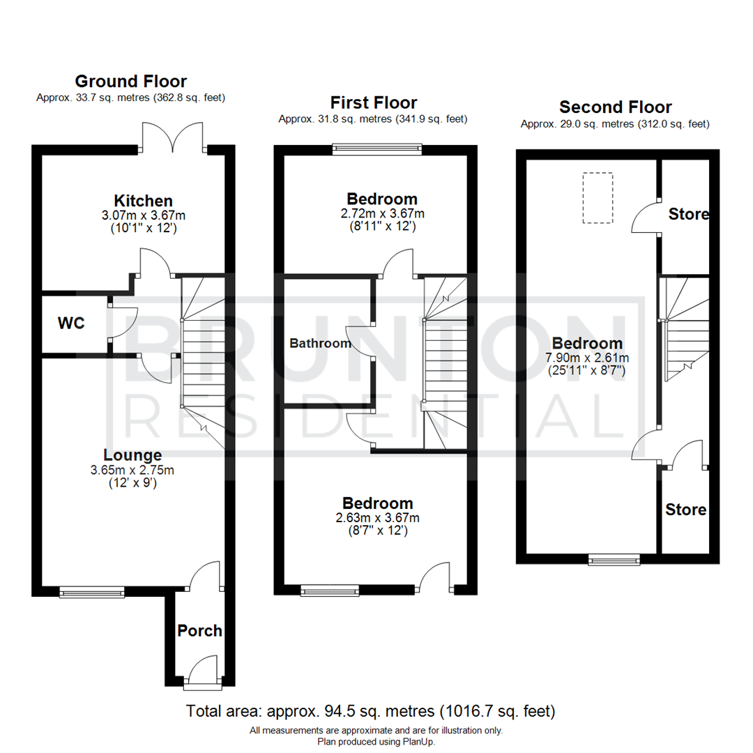 3 bed end of terrace house for sale in Greville Gardens, Great Park - Property Floorplan