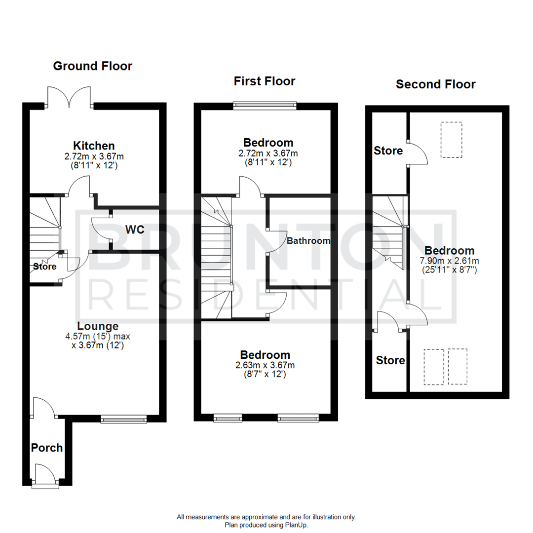 3 bed terraced house for sale in Lynemouth Way, Great Park - Property Floorplan
