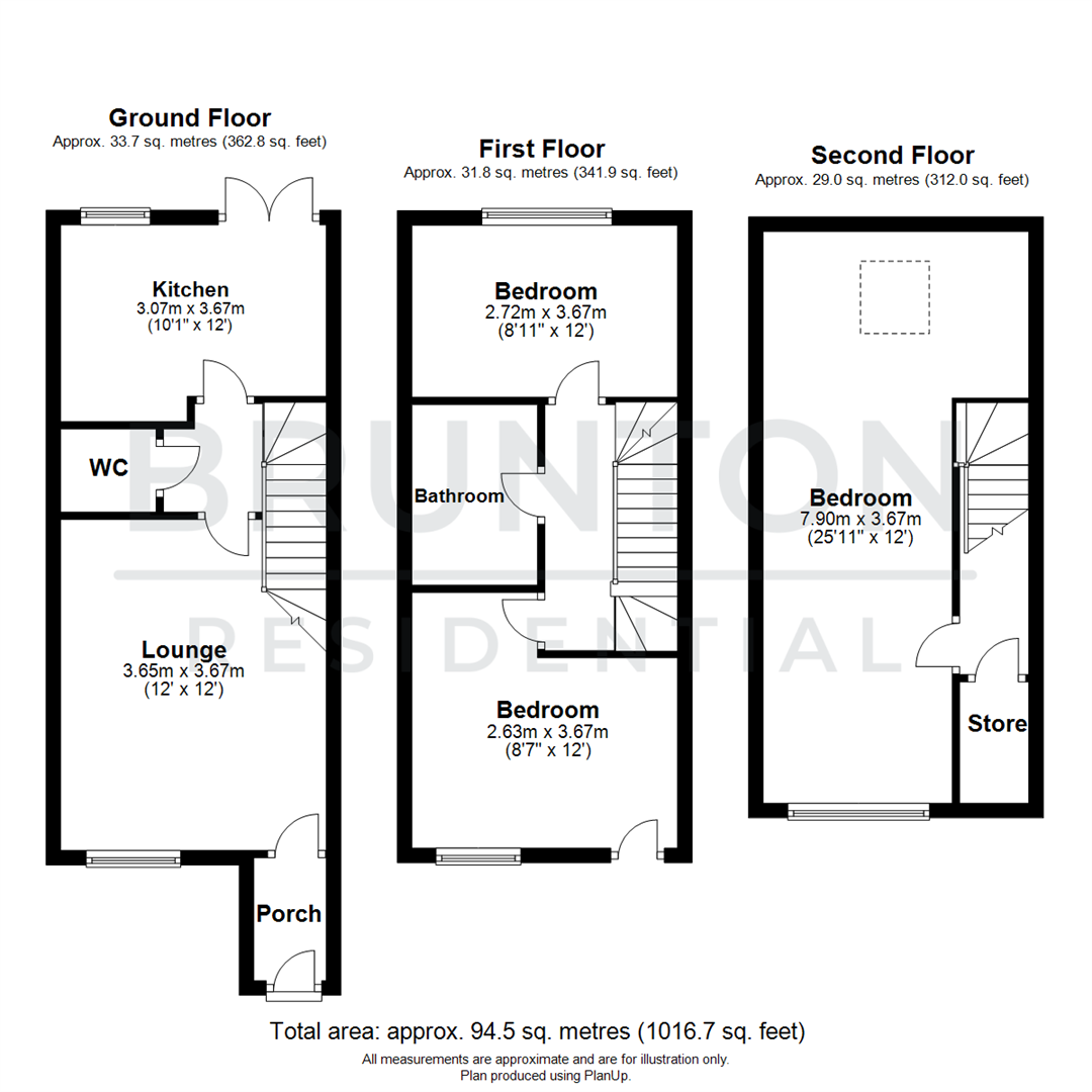 3 bed town house for sale in Orangetip Gardens, Newcastle Upon Tyne - Property Floorplan