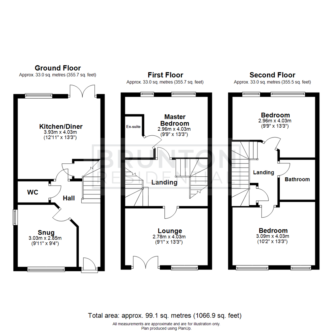 3 bed end of terrace house for sale in Elmwood Park Mews, Great Park - Property Floorplan