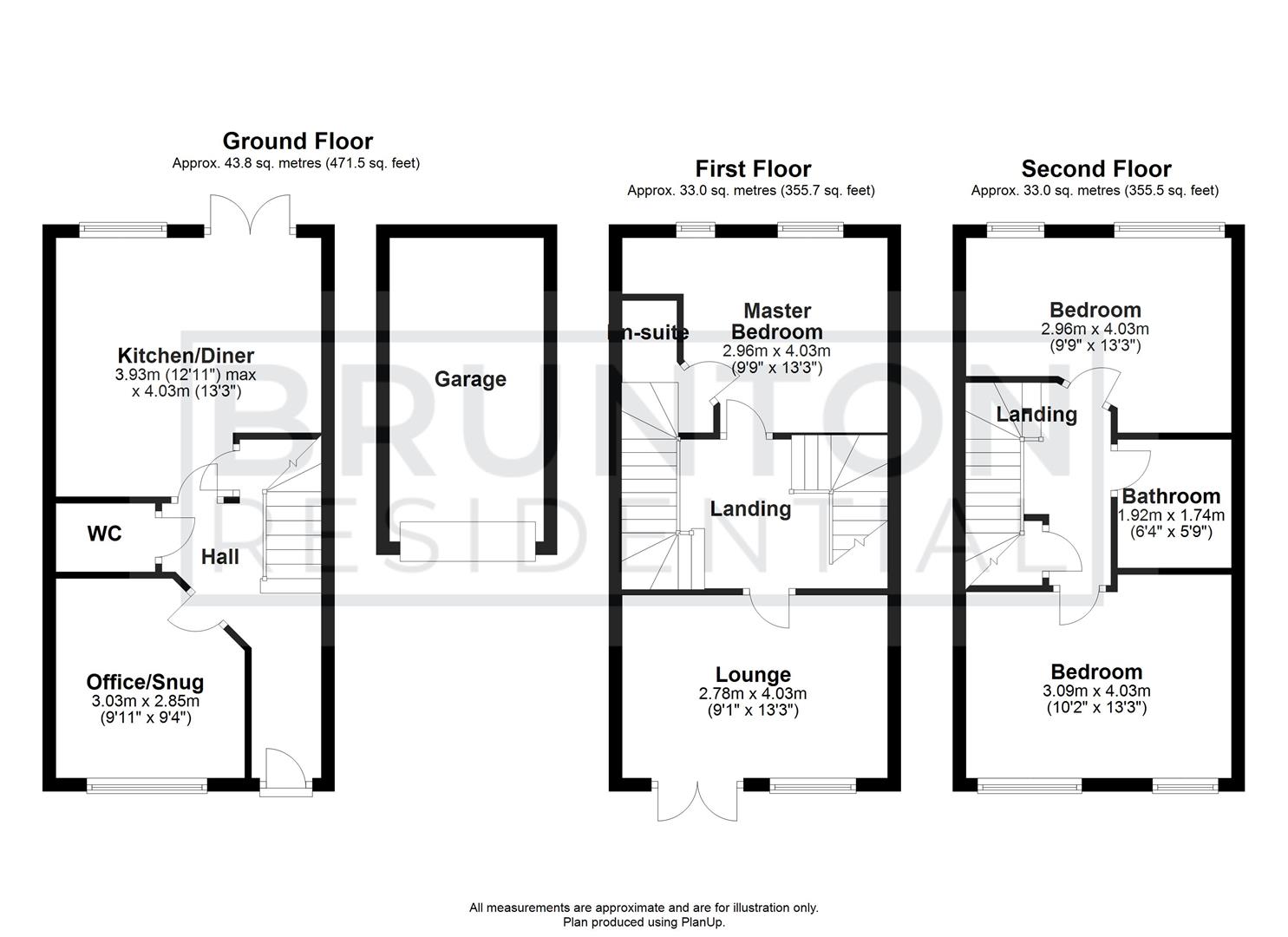 3 bed town house to rent in Osprey Walk, Great Park - Property Floorplan
