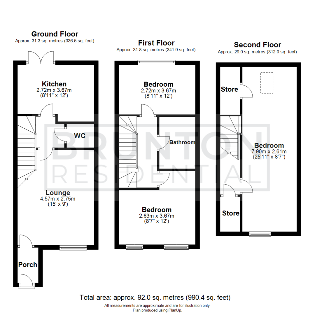 3 bed end of terrace house for sale in Elmwood Park Gardens, Great Park - Property Floorplan