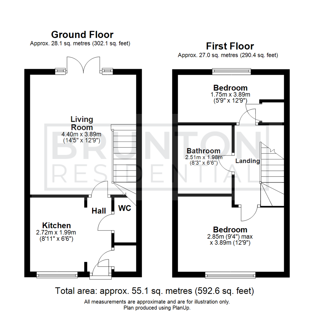 2 bed semi-detached house for sale in Chepstow Close, Newcastle Upon Tyne - Property Floorplan