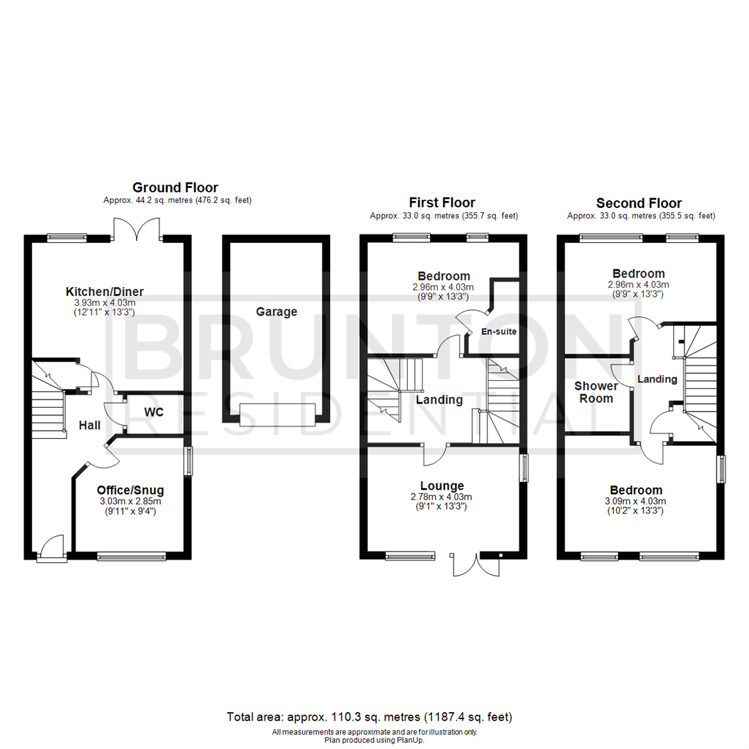 3 bed town house for sale in Osprey Walk, Great Park - Property Floorplan