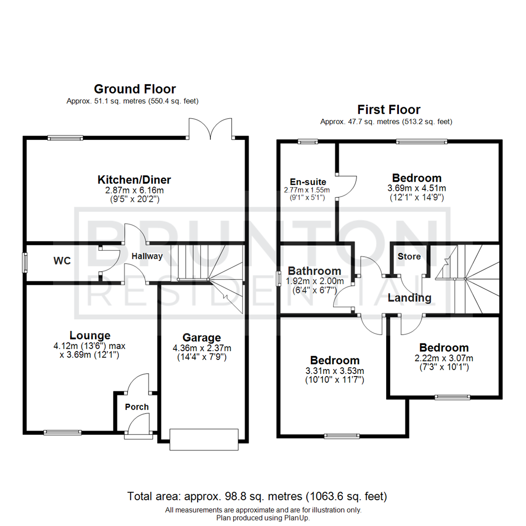 3 bed semi-detached house for sale in Winder Drive, Hazlerigg - Property Floorplan