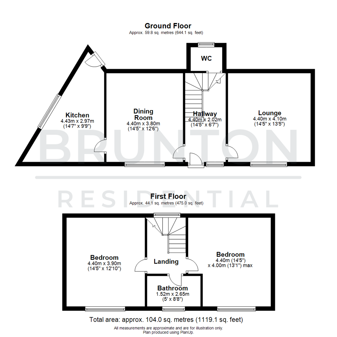 2 bed end of terrace house for sale in Brentwood Avenue, Newcastle Upon Tyne - Property Floorplan