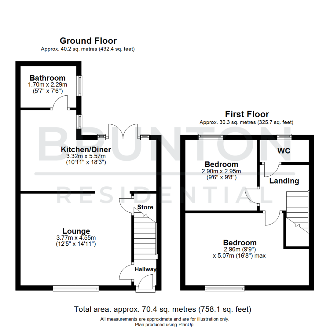 2 bed terraced house for sale in Holly Avenue, Forest Hall - Property Floorplan