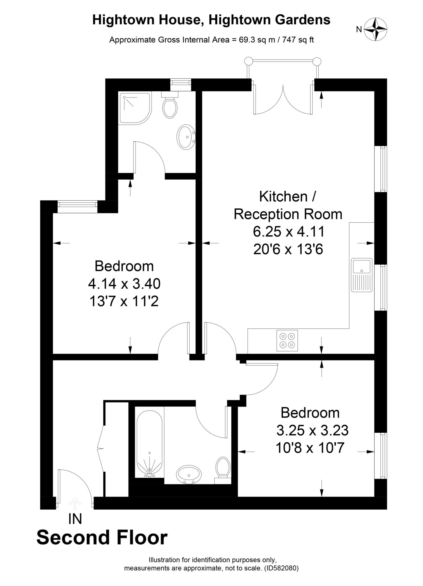 2 bed flat to rent in Hightown Gardens, Banbury, OX16 - Property floorplan