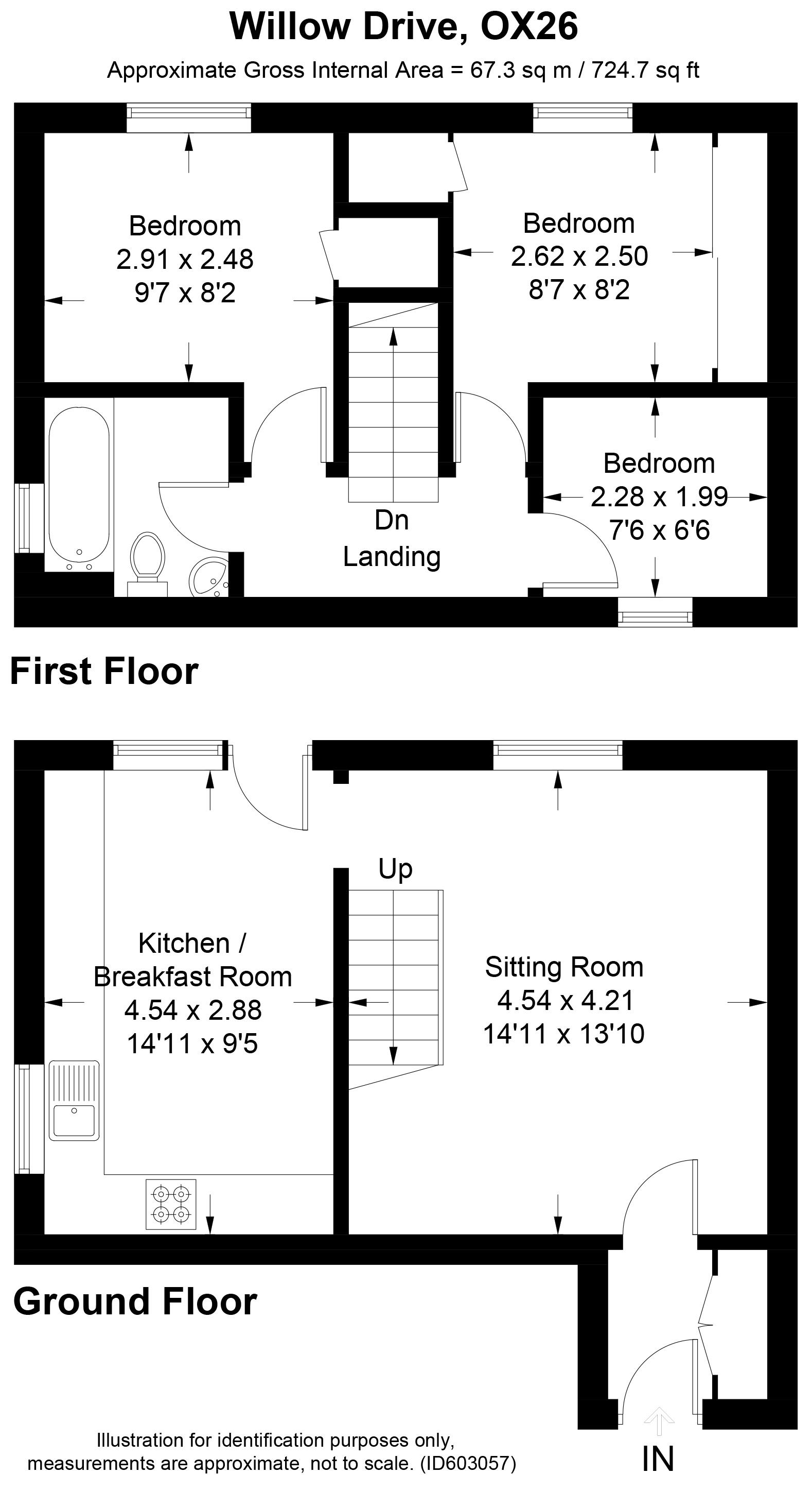 3 bed terraced house to rent in Willow Drive, Bicester - Property Floorplan