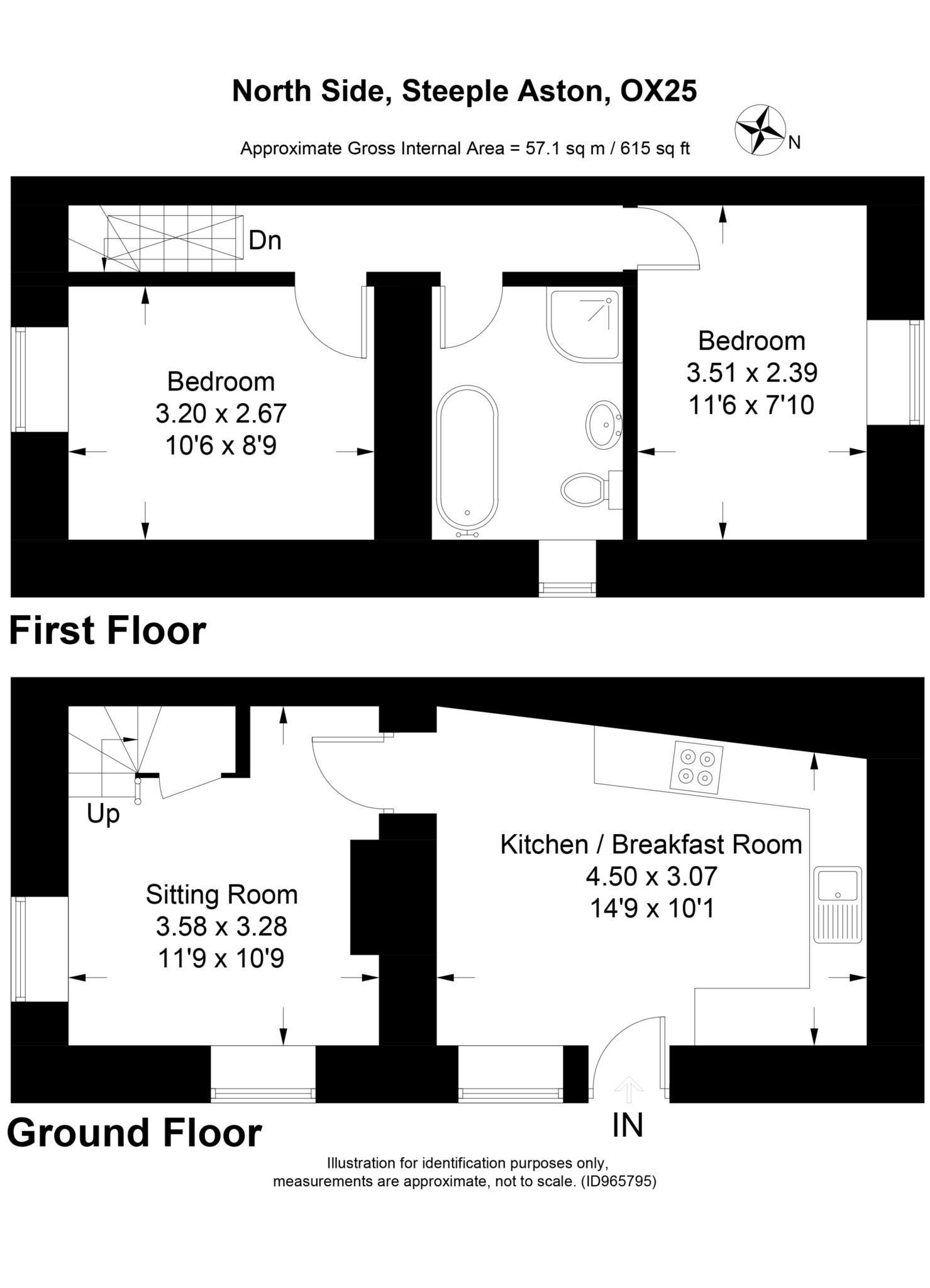 2 bed detached house to rent in North Side, Bicester - Property Floorplan