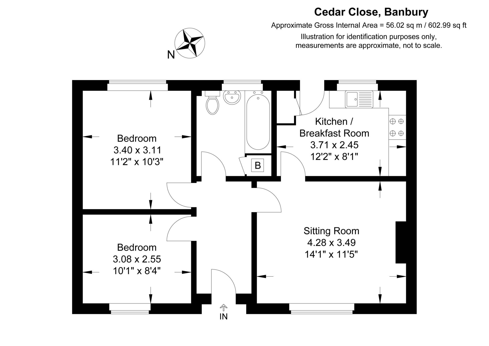 2 bed semi-detached bungalow to rent in Cedar Close, Banbury - Property Floorplan