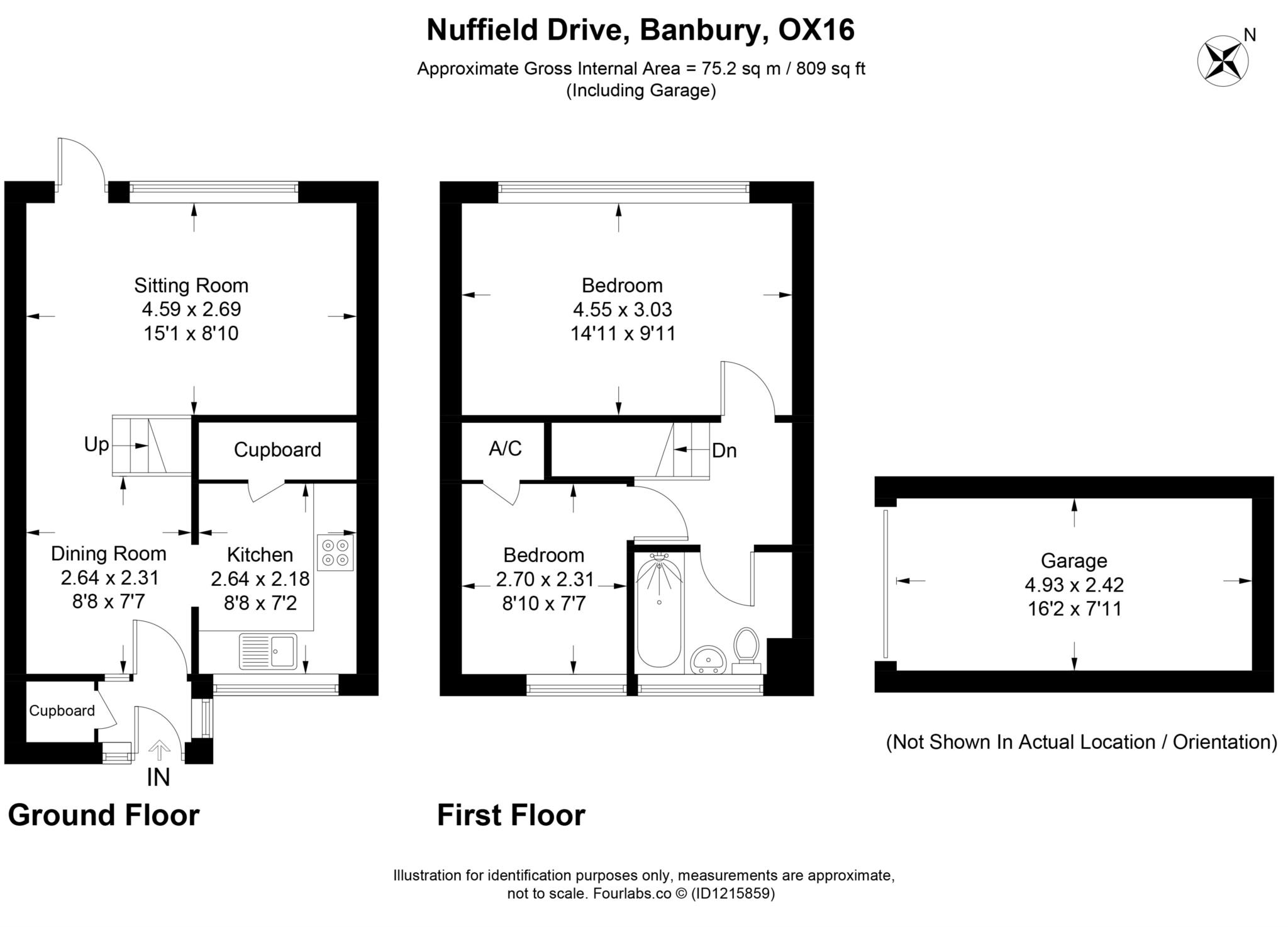 2 bed terraced house to rent in Nuffield Drive, Banbury - Property Floorplan