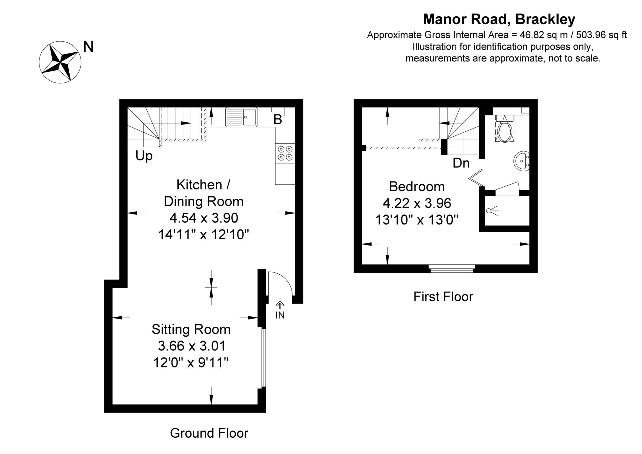1 bed semi-detached house to rent in Manor Road, Brackley - Property Floorplan