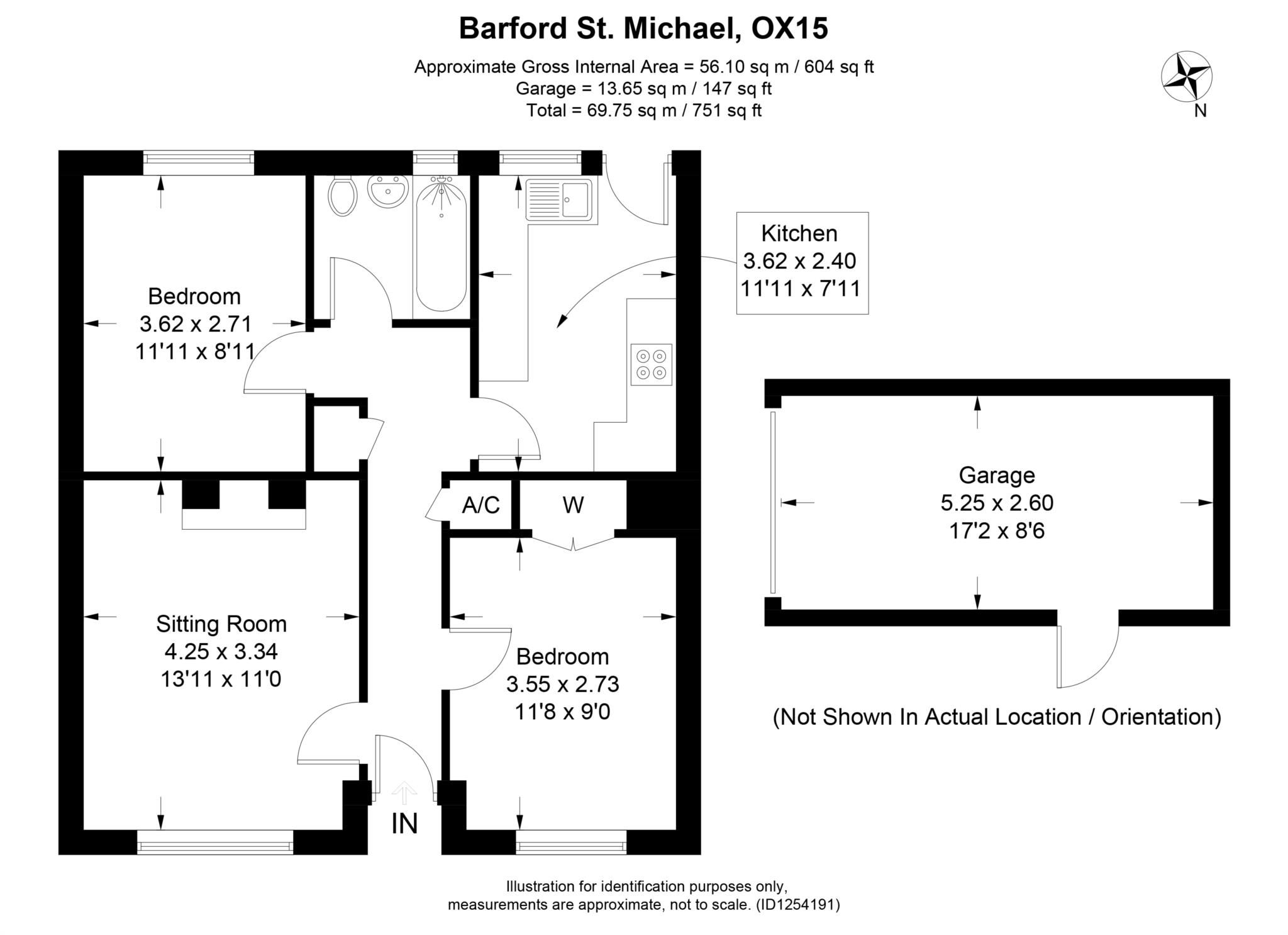 2 bed semi-detached bungalow to rent in Barford St Michael, OX16 - Property floorplan