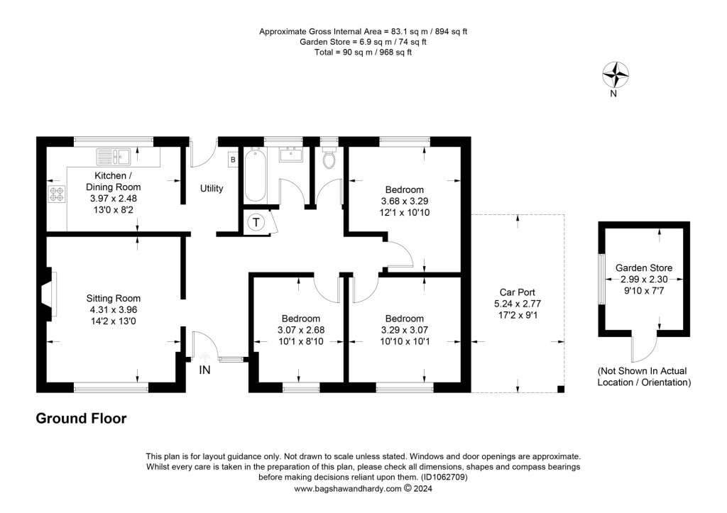 3 bed bungalow to rent in Penfold Brockhamhurst Road,  Betchworth, RH3 - Property Floorplan