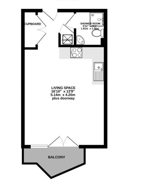 Studio flat to rent in Marcus House, Exeter - Property floorplan