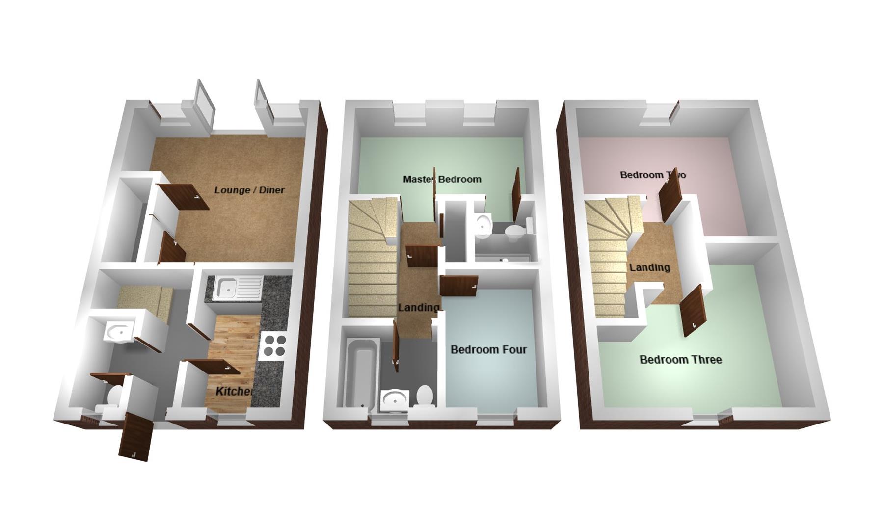 4 bed terraced house to rent in Manor Way, Devon - Property floorplan
