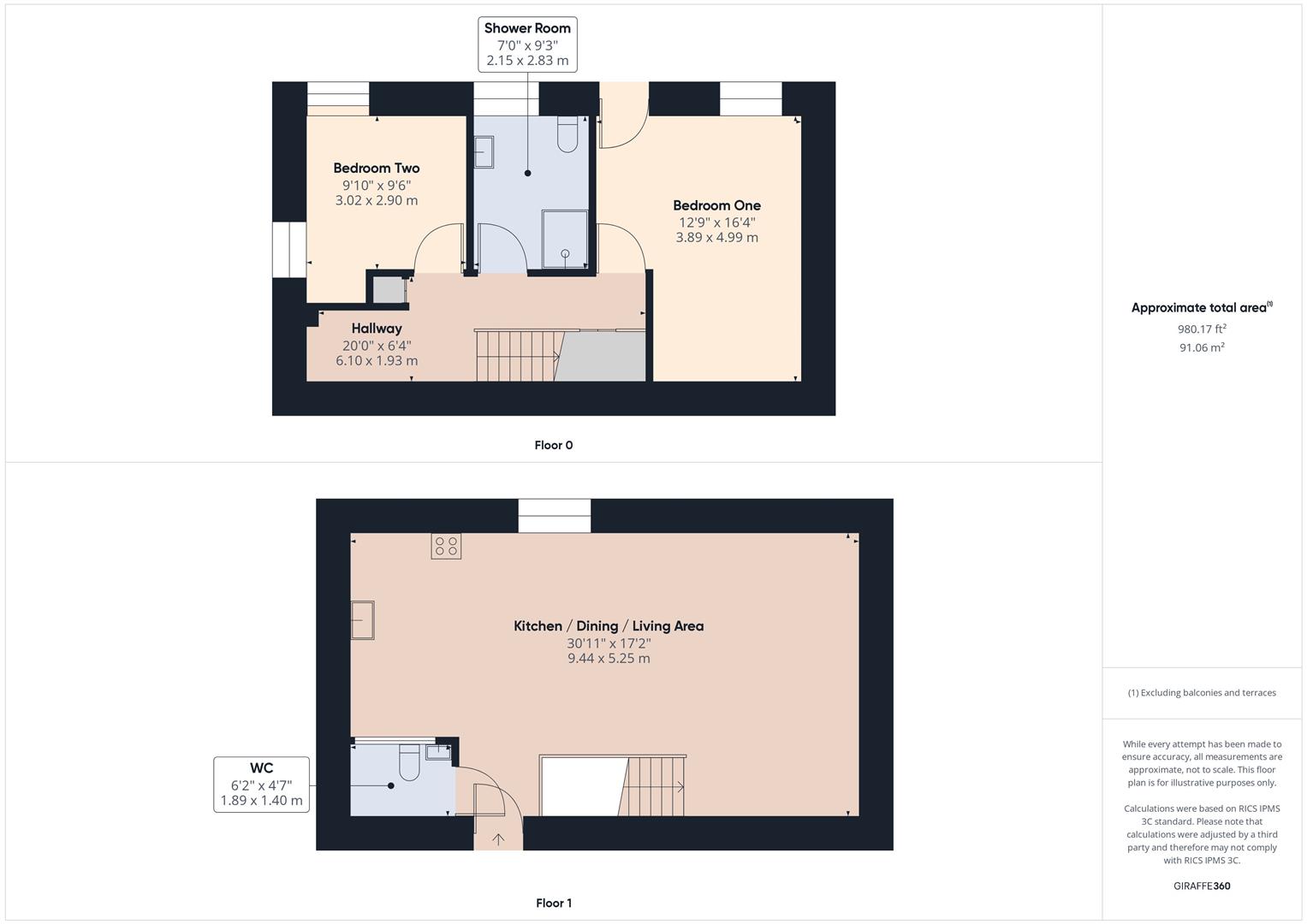 2 bed detached house to rent, Beaworthy - Property floorplan