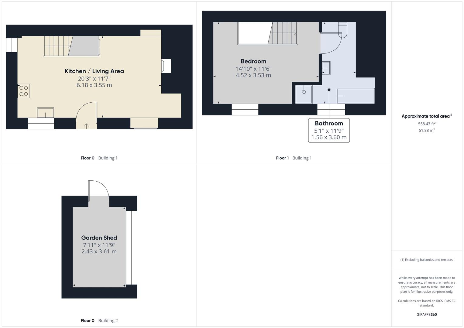 1 bed detached house to rent in Newquay Road, St Columb - Property floorplan