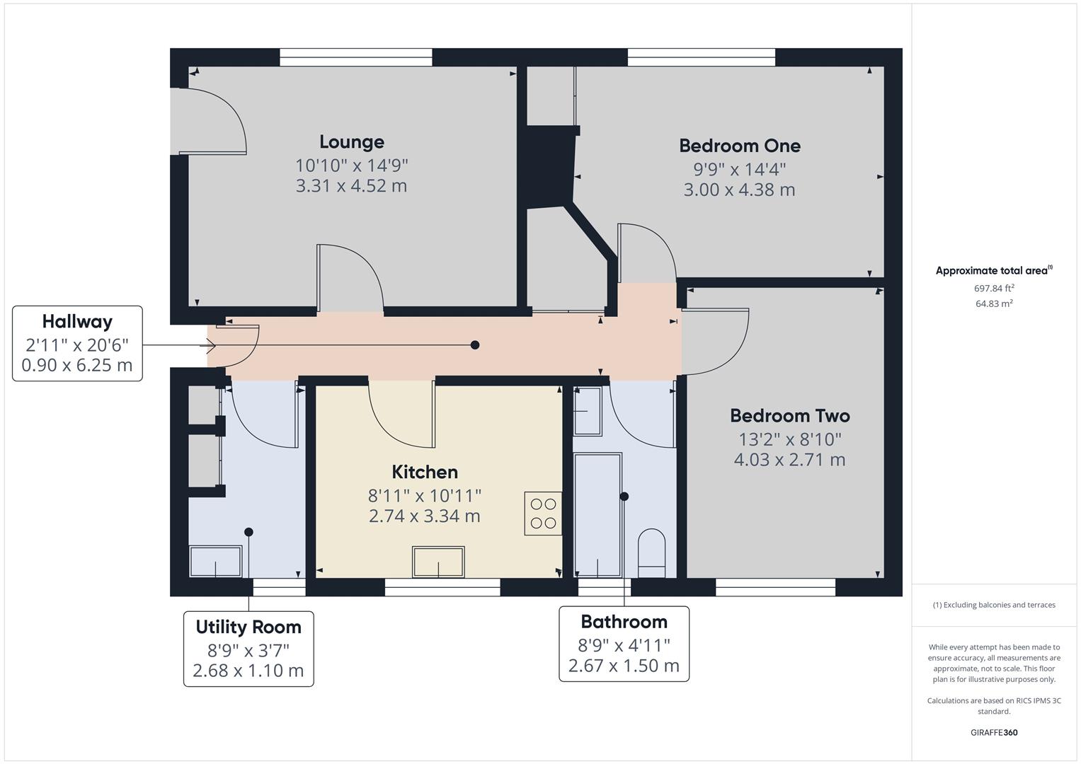 2 bed flat to rent in Trecarrell Close, Launceston - Property floorplan