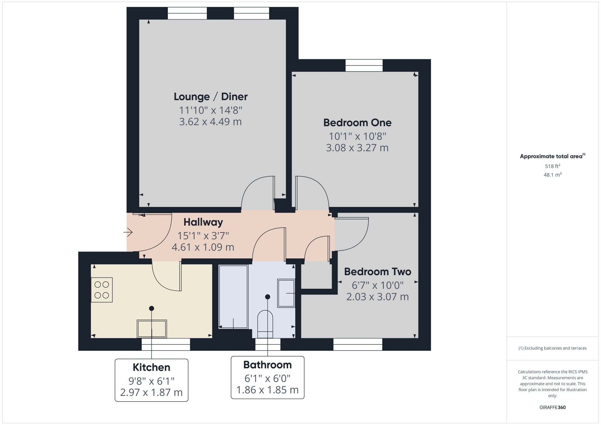 2 bed flat to rent in Kinnerton Way, Exeter, EX4 - Property floorplan