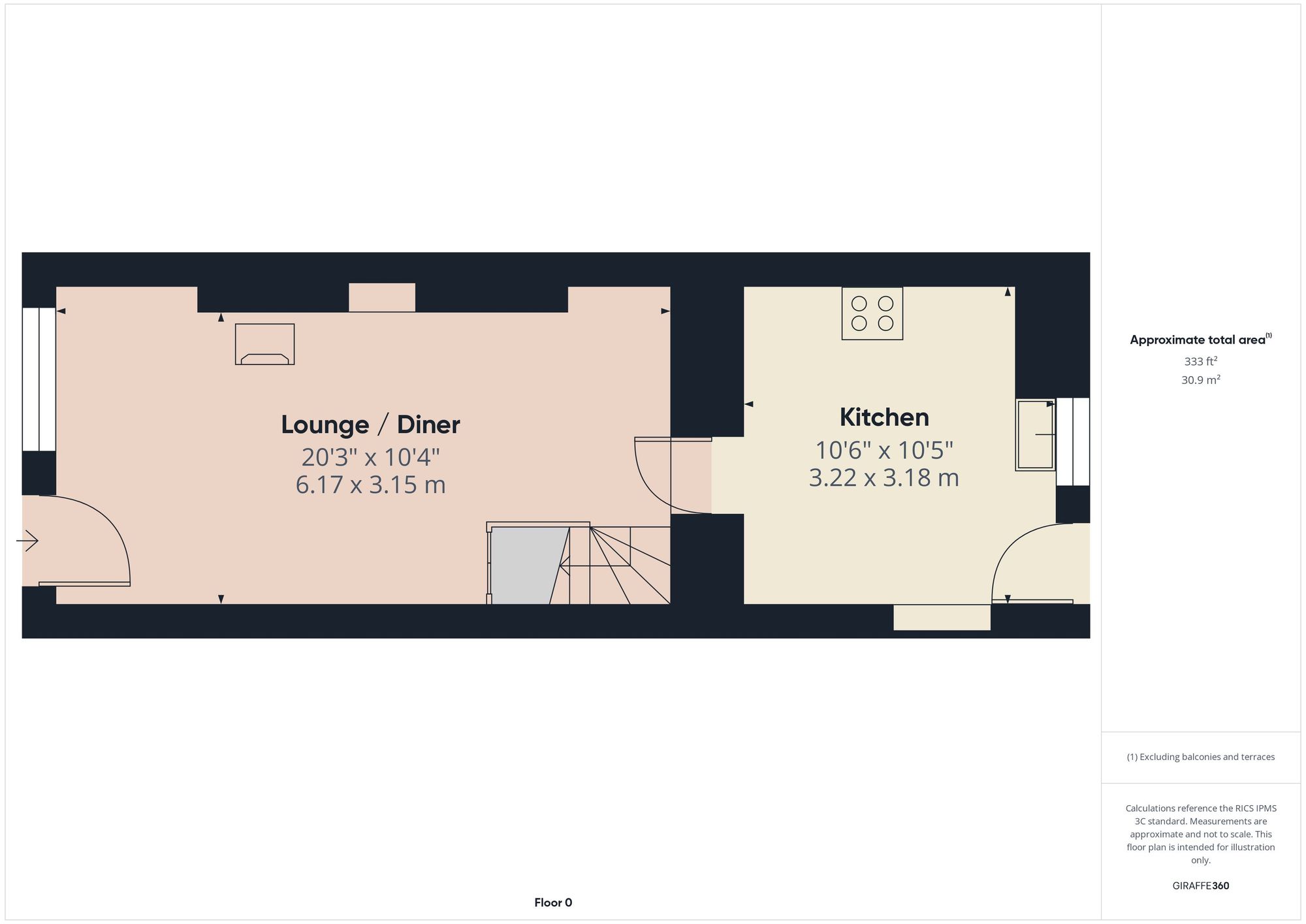 3 bed mid-terraced house to rent in St. Thomas Road, Launceston - Property floorplan