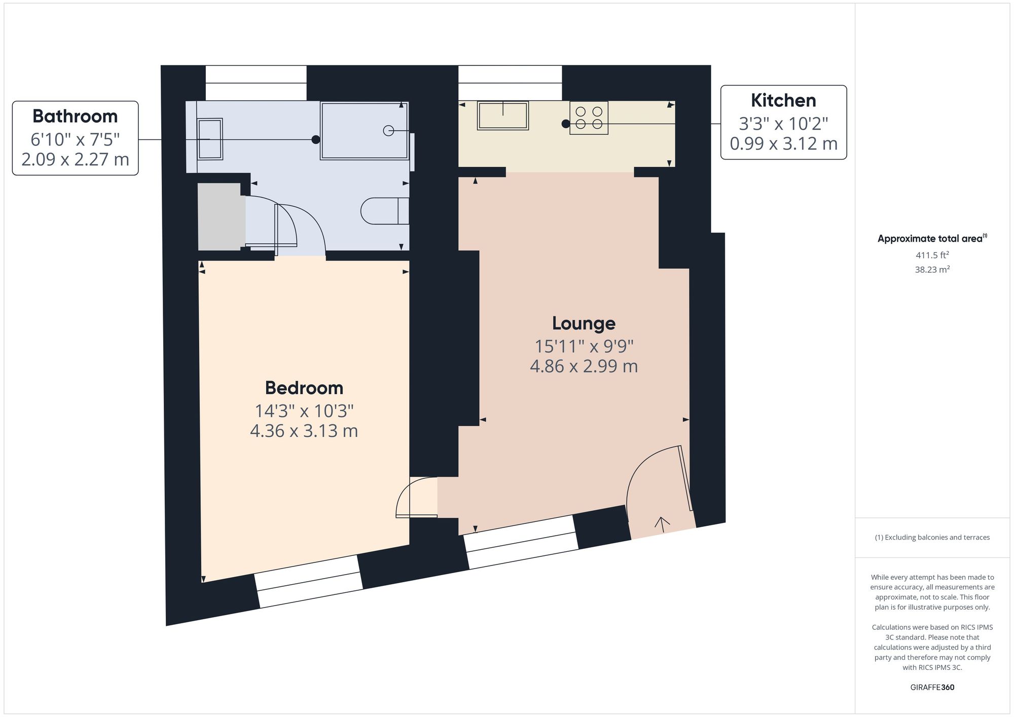 1 bed flat to rent in Wooda Road, Launceston - Property floorplan