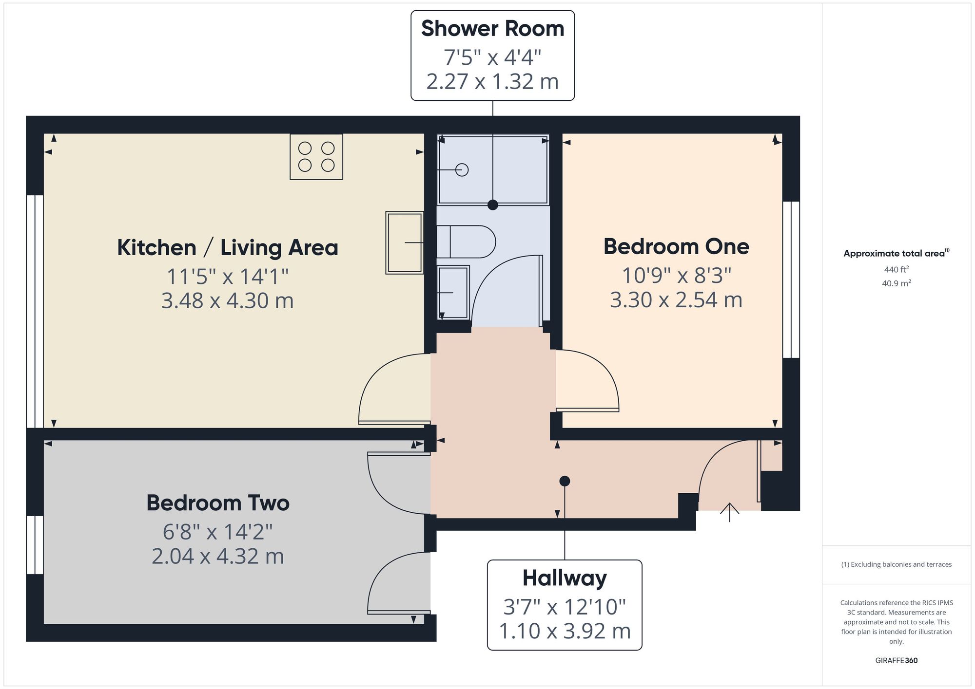 2 bed flat to rent in Hendra Vale, Launceston - Property floorplan