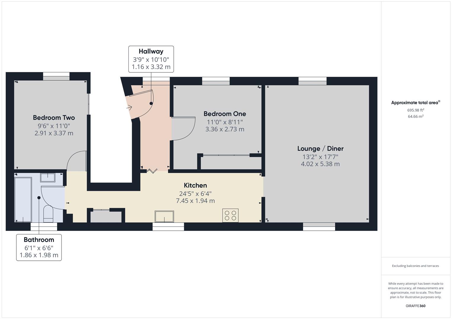 2 bed flat to rent in Madford Lane, Cornwall - Property floorplan