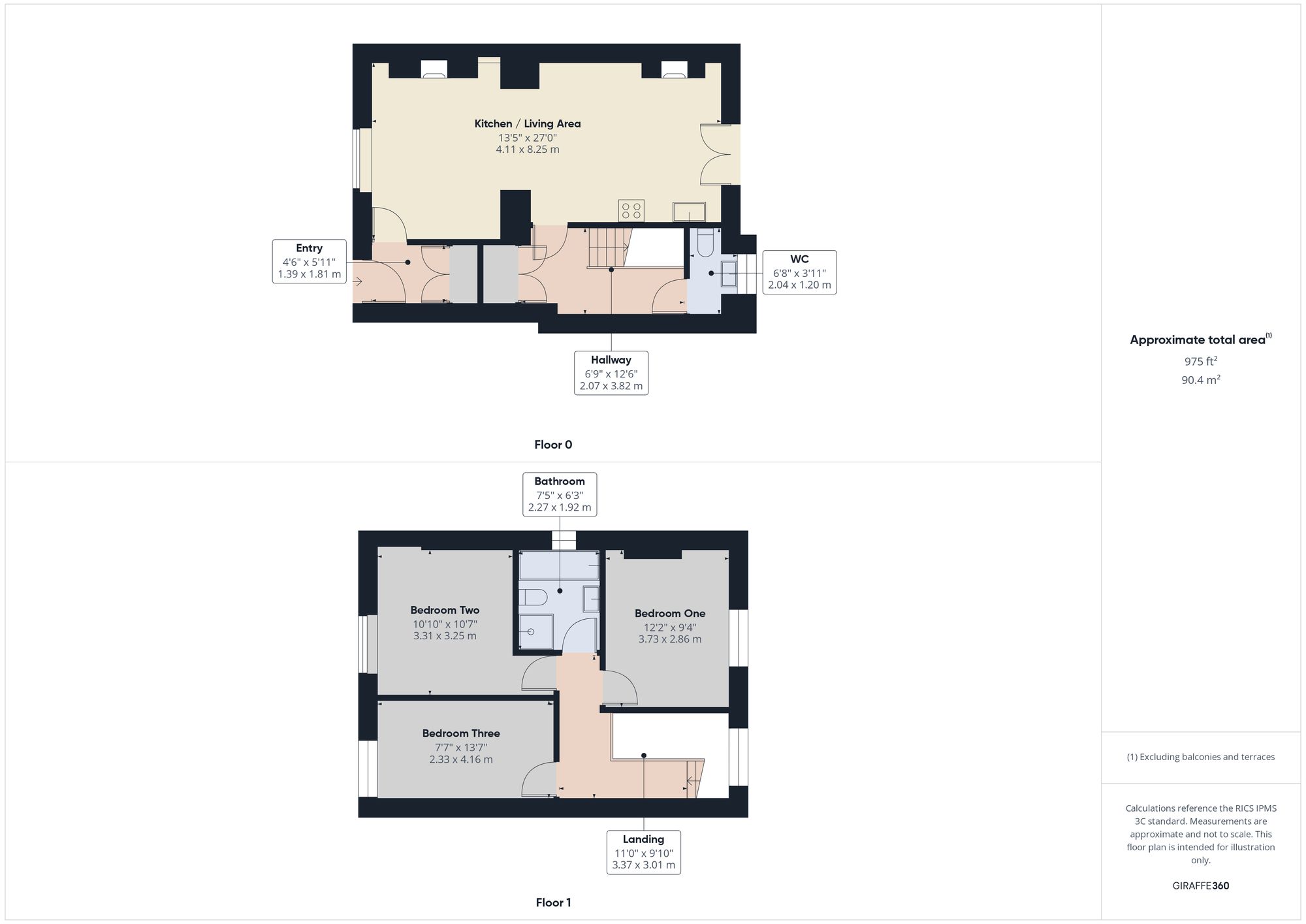 3 bed terraced house to rent in Five Lanes, Launceston - Property floorplan