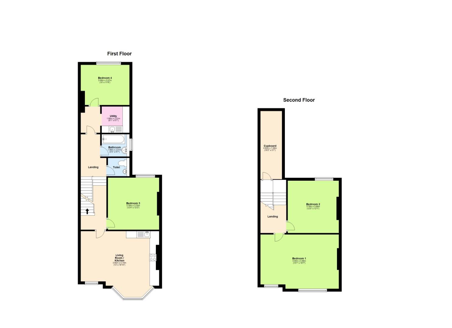 4 bed flat to rent in Albany Road, Cardiff - Property floorplan