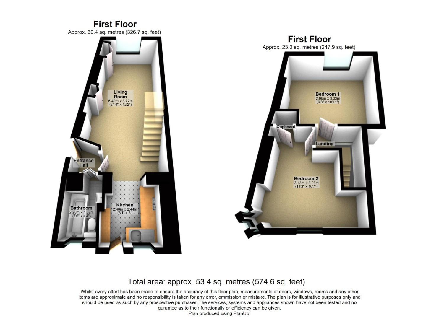 2 bed end of terrace house for sale in Cumnock Place, Cardiff - Property floorplan
