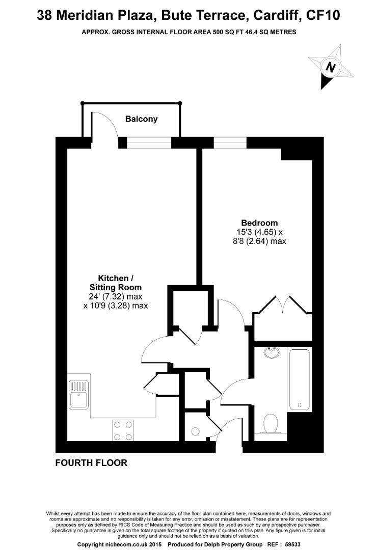 1 bed apartment to rent in Bute Terrace, Cardiff - Property floorplan