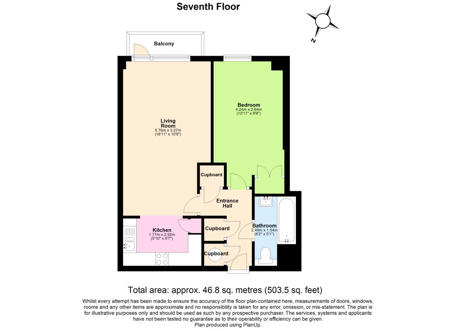 1 bed apartment for sale in Bute Terrace, Cardiff - Property floorplan