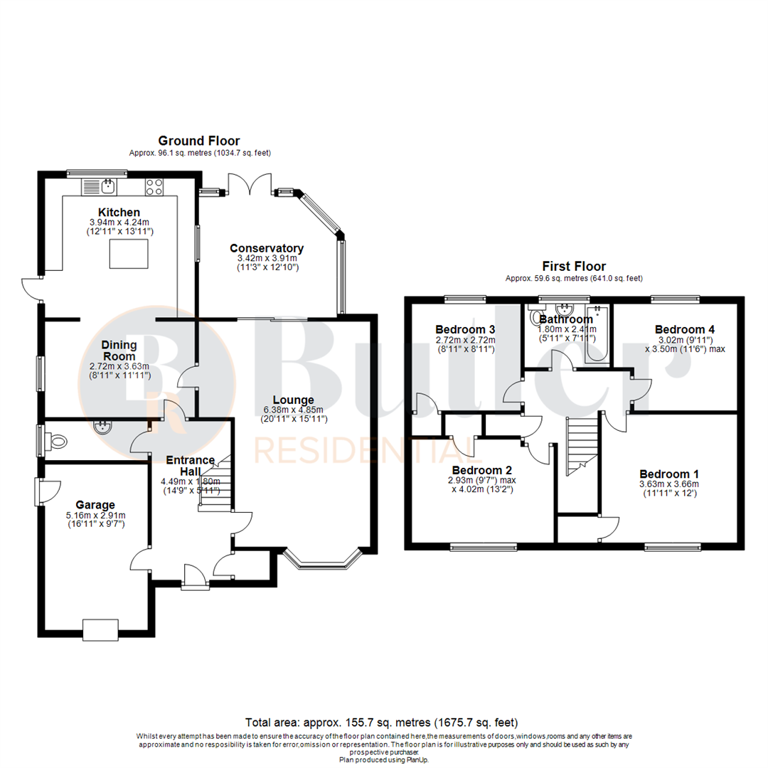 4 bed detached house for sale in Balcombe Close, Luton - Property Floorplan