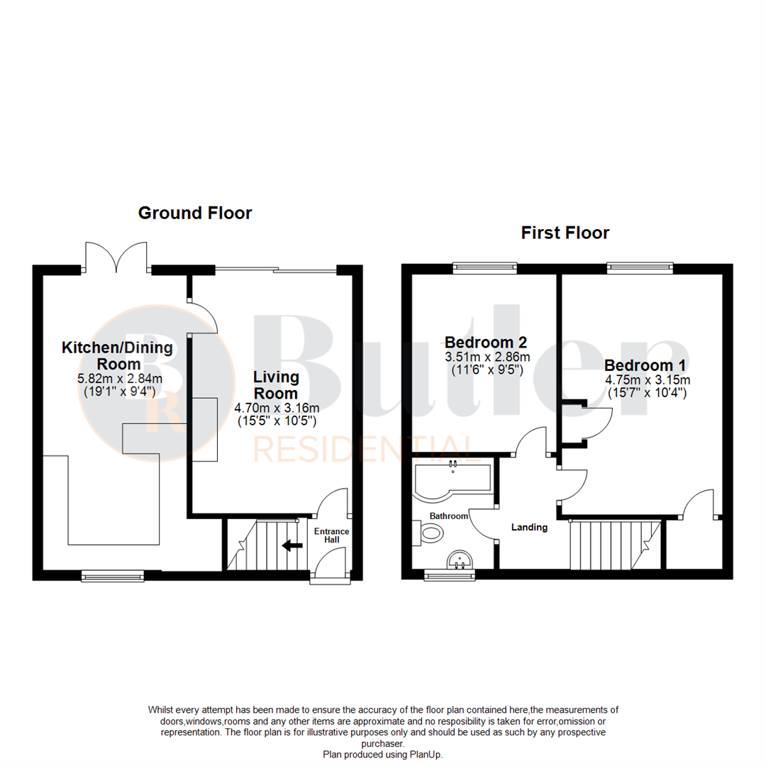 2 bed terraced house for sale in Randalls Hill, Stevenage - Property Floorplan