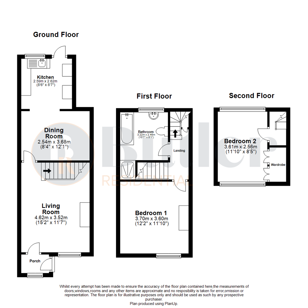 2 bed house for sale in Waresley Road, Sandy - Property Floorplan