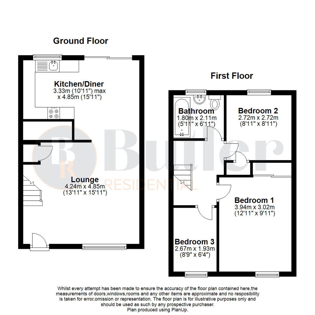 3 bed house for sale in Church Road, Bedford - Property Floorplan