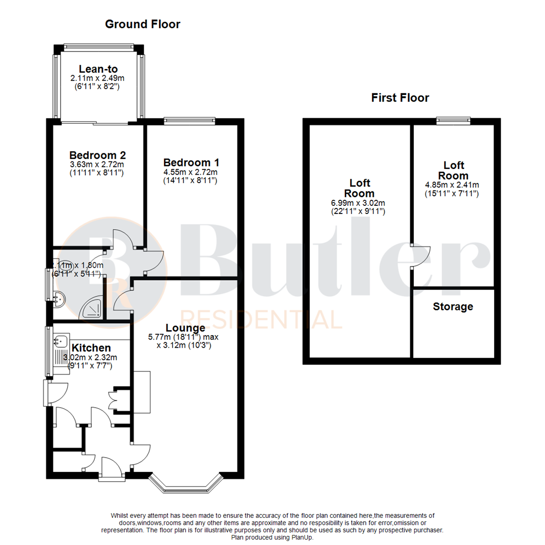 2 bed semi-detached bungalow for sale in Canons Close, Bedford - Property Floorplan