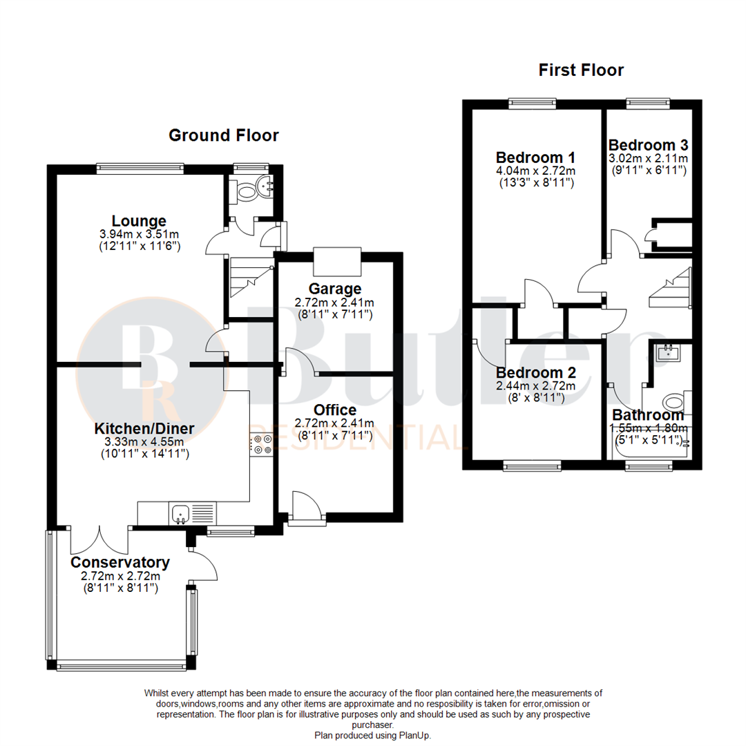 3 bed end of terrace house for sale in Berkeley Close, Biggleswade - Property Floorplan