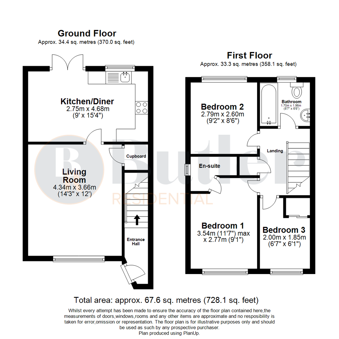 3 bed semi-detached house for sale in Trajan Gate, Stevenage - Property Floorplan
