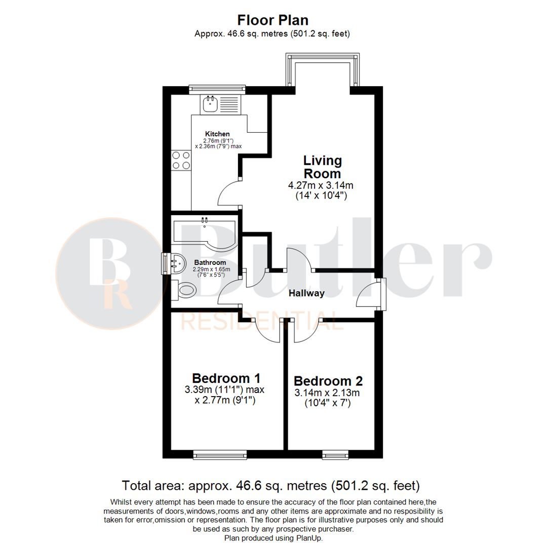 2 bed flat for sale in Prestatyn Close, Stevenage - Property Floorplan